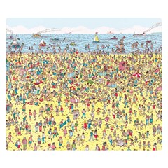 Waldo Cartoon Where s Wally Water Sky Sea Day Nature Two Sides Premium Plush Fleece Blanket (small) by 99art