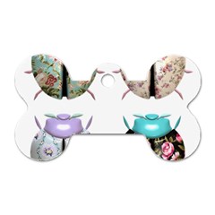 Ladybug-flower-pattern-shabby-chic Dog Tag Bone (one Side) by 99art