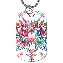 Lotus Feathers Boho Watercolor Dog Tag (two Sides) by 99art