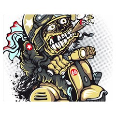 Scooter-motorcycle-boot-cartoon-vector Two Sides Premium Plush Fleece Blanket (medium) by 99art