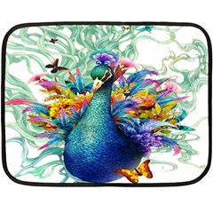 Bird-peafowl-painting-drawing-feather-birds Fleece Blanket (mini) by 99art