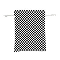 Black And White Checkerboard Background Board Checker Lightweight Drawstring Pouch (l) by Cowasu