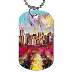 New York Skyline Manhattan City Dog Tag (one Side) by Cowasu
