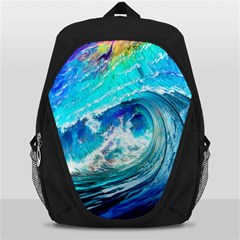 Tsunami Waves Ocean Sea Nautical Nature Water Painting Backpack Bag by Cowasu