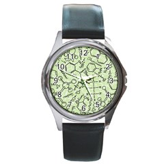 Multicolored Chemical Bond Illustration Chemistry Formula Science Round Metal Watch by Cowasu