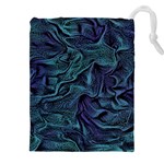 Abstract Blue Wave Texture Patten Drawstring Pouch (5XL) Front