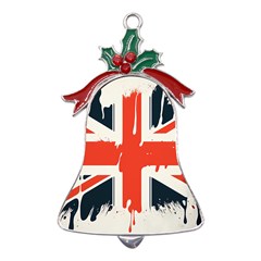 Union Jack England Uk United Kingdom London Metal Holly Leaf Bell Ornament by Bangk1t
