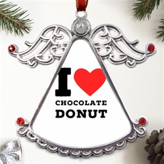 I Love Chocolate Donut Metal Angel With Crystal Ornament by ilovewhateva