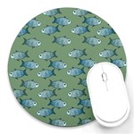 Fishes Pattern Background Theme Round Mousepad Front