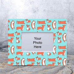 Corgis On Teal White Tabletop Photo Frame 4 x6  by Wav3s