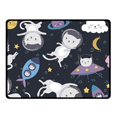Space Cat Illustration Pattern Astronaut Fleece Blanket (small) by Wav3s