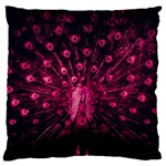 Peacock Pink Black Feather Abstract Large Premium Plush Fleece Cushion Case (Two Sides) Front