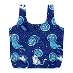 Cat Spacesuit Space Suit Astronaut Pattern Full Print Recycle Bag (L) Back