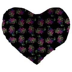Midnight Noir Garden Chic Pattern Large 19  Premium Flano Heart Shape Cushions by dflcprintsclothing