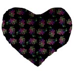 Midnight Noir Garden Chic Pattern Large 19  Premium Flano Heart Shape Cushions Front