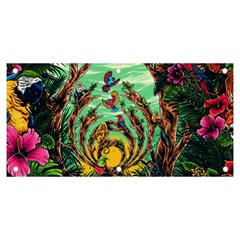 Monkey Tiger Bird Parrot Forest Jungle Style Banner And Sign 6  X 3  by Grandong