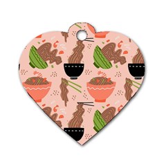 Japanese Street Food Soba Noodle In Bowl Dog Tag Heart (two Sides) by Cowasu