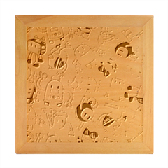 Robot Pattern Lego Wood Photo Frame Cube by Cowasu