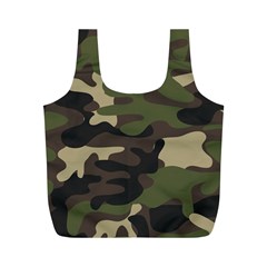 Texture Military Camouflage Repeats Seamless Army Green Hunting Full Print Recycle Bag (m) by Cowasu
