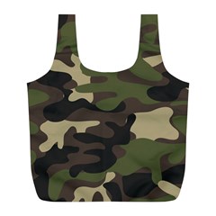 Texture Military Camouflage Repeats Seamless Army Green Hunting Full Print Recycle Bag (l) by Cowasu