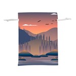 Cool Landscape Night Minimal Art Minimalist Lightweight Drawstring Pouch (S) Back