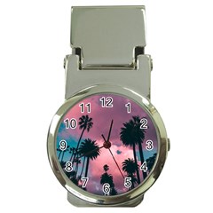 Nature Sunset Sky Clouds Palms Tropics Porous Money Clip Watches by Ravend