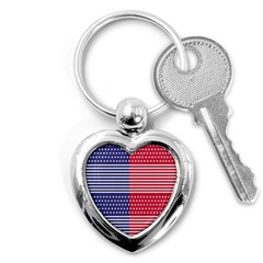 American Flag Patriot Red White Key Chain (heart) by Celenk