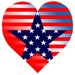 Patriotic American Usa Design Red Wooden Puzzle Heart by Celenk