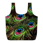 Peacock Feathers Color Plumage Full Print Recycle Bag (L) Front