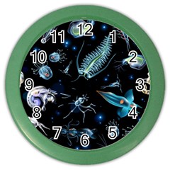 Colorful-abstract-pattern-consisting-glowing-lights-luminescent-images-marine-plankton-dark Color Wall Clock by uniart180623