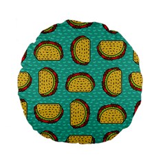 Taco-drawing-background-mexican-fast-food-pattern Standard 15  Premium Flano Round Cushions by uniart180623