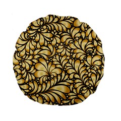 Damask-teardrop-gold-ornament-seamless-pattern Standard 15  Premium Flano Round Cushions by uniart180623