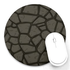 Cartoon-gray-stone-seamless-background-texture-pattern Round Mousepad by uniart180623