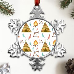 Cute-cartoon-native-american-seamless-pattern Metal Small Snowflake Ornament by uniart180623