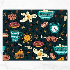 Seamless-pattern-with-breakfast-symbols-morning-coffee Rectangular Jigsaw Puzzl by uniart180623