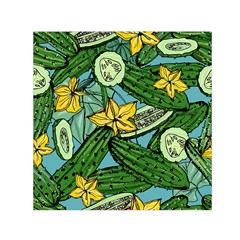 Seamless-pattern-with-cucumber-slice-flower-colorful-hand-drawn-background-with-vegetables-wallpaper Square Satin Scarf (30  X 30 ) by uniart180623