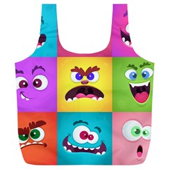 Monsters-emotions-scary-faces-masks-with-mouth-eyes-aliens-monsters-emoticon-set Full Print Recycle Bag (xl) by uniart180623