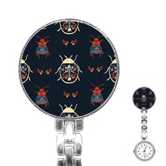 Floral-bugs-seamless-pattern Stainless Steel Nurses Watch by uniart180623