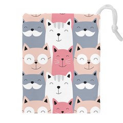 Cute Seamless Pattern With Cats Drawstring Pouch (5xl) by uniart180623