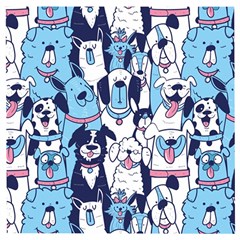 Dogs Seamless Pattern Wooden Puzzle Square by uniart180623