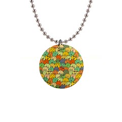 Seamless Pattern With Doodle Bunny 1  Button Necklace by uniart180623