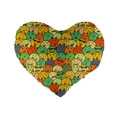 Seamless Pattern With Doodle Bunny Standard 16  Premium Flano Heart Shape Cushions by uniart180623