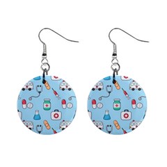 Medical-seamless-pattern Mini Button Earrings by uniart180623
