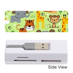 Seamless-pattern-vector-with-animals-wildlife-cartoon Memory Card Reader (stick) by uniart180623