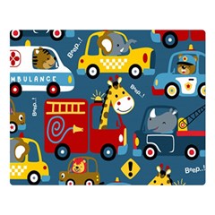 Seamless-pattern-vehicles-cartoon-with-funny-drivers Two Sides Premium Plush Fleece Blanket (large) by uniart180623
