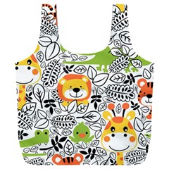Seamless-pattern-with-wildlife-cartoon Full Print Recycle Bag (xxxl) by uniart180623