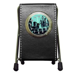 Buildings City Urban Destruction Background Pen Holder Desk Clock by uniart180623