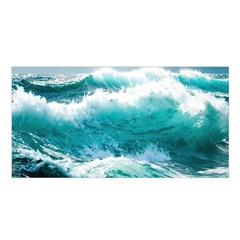 Waves Ocean Sea Tsunami Nautical Blue Sea Satin Shawl 45  X 80  by uniart180623