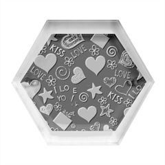 Multicolored Love Hearts Kiss Romantic Pattern Hexagon Wood Jewelry Box by uniart180623