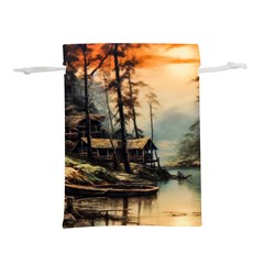 Fantasy Landscape Foggy Mysterious Lightweight Drawstring Pouch (m) by Ravend